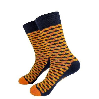Square 3D Orange Socks - Mandarina Socks