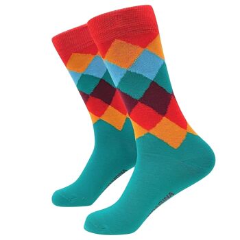 Chaussettes Diamant Turquoise - Chaussettes Tangerine