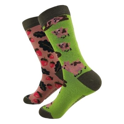 Pig and Acorn Socks - Mandarina Socks