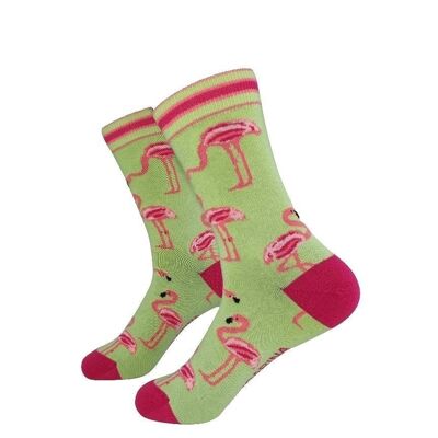 Flamingo Green Socks - Mandarina Socks