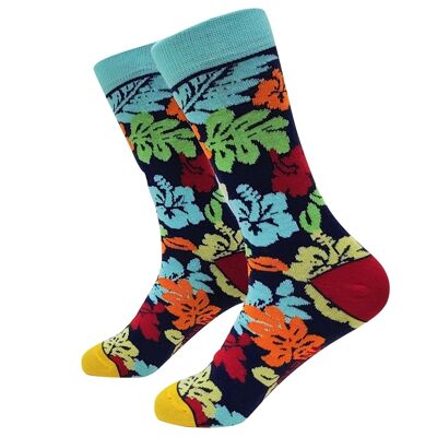 Hawaiian Flowers Socks - Tangerine Socks