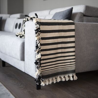 Throw Blanket SEVDA - Striped 100% Turkish Cotton