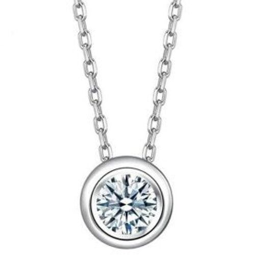 Pendentif SOLITAIRE Rond en Rhodium