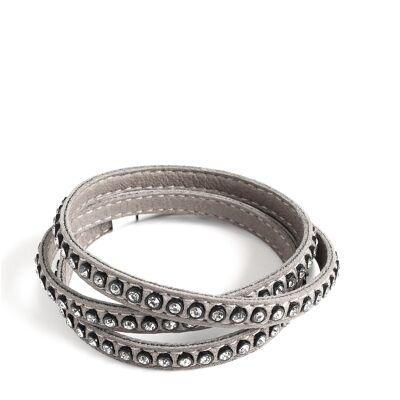Bracelet cuir cristal gris