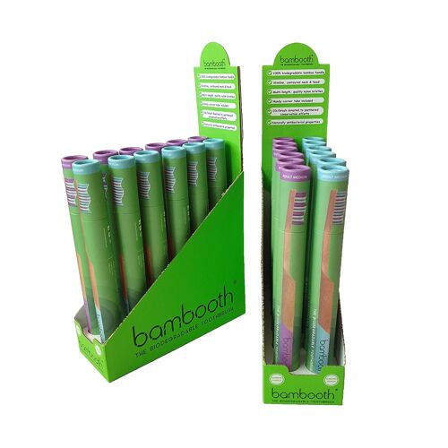 Pack of 12 - Bamboo Toothbrush - Coral Pink & Aqua Marine (Medium)