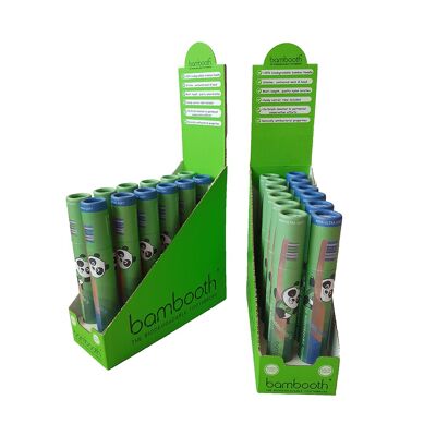 Paquete de 12 - Cepillo de dientes de bambú para niños - Verde bosque y azul marino