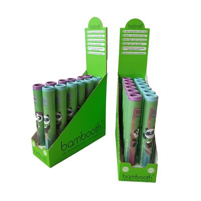 Pack of 12 - Kids Bamboo Toothbrush - Coral Pink & Aqua Marine