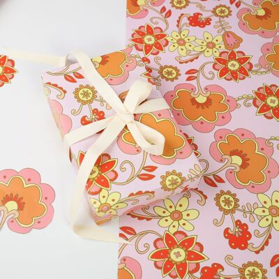 Confezione regalo floreale alla moda | Fogli Di Carta Da Imballaggio
