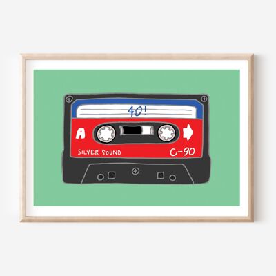 Impresión de cumpleaños de cinta de los años 40 | Arte de pared | Decoración de pared | retro fresco