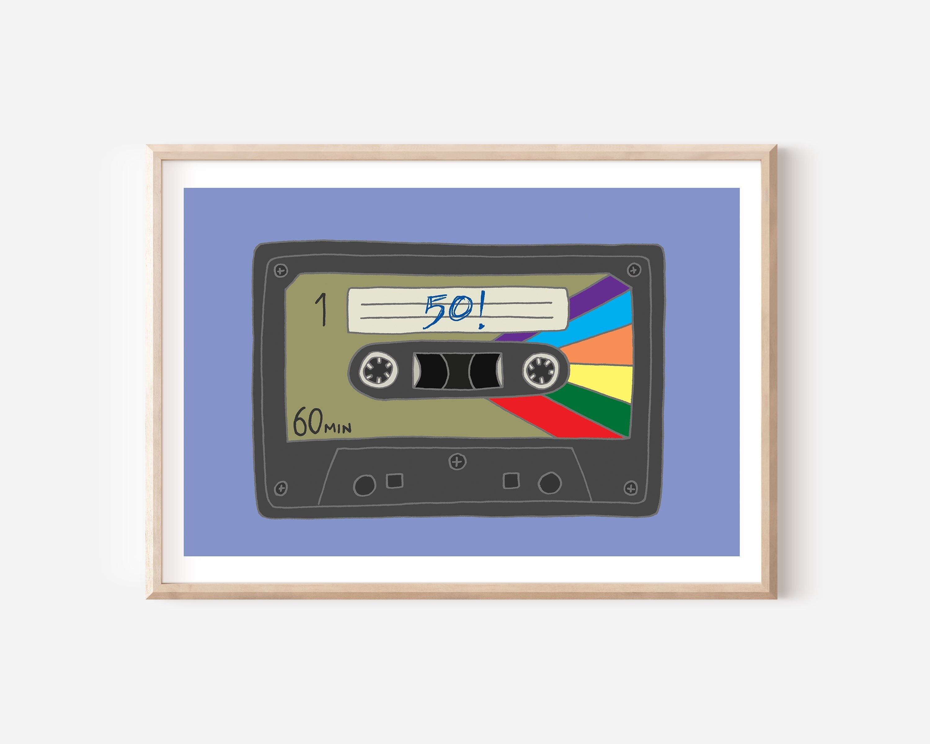 Stampa di compleanno su nastro anni '50 | Arte della parete | Decorazione da parete | Fresco retrò