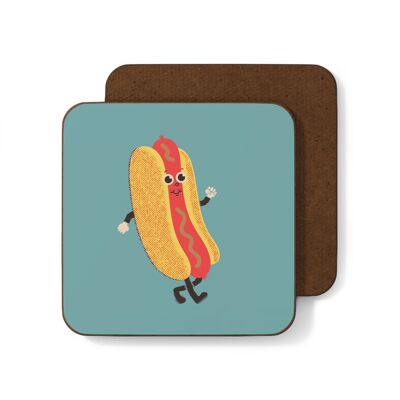 Hot Dog Retro Mascot Coaster