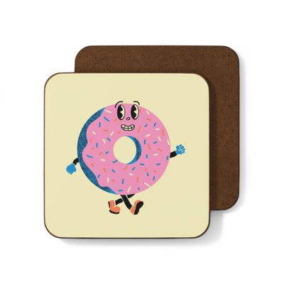 Donut-Retro-Maskottchen-Untersetzer