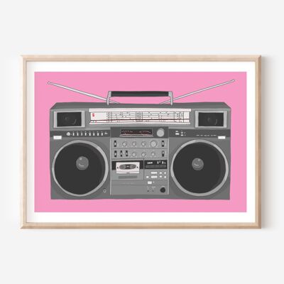 Impresión boombox | Arte de pared | Decoración de pared | Impresión musical ? años 80