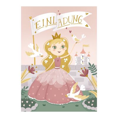 Einladung Prinzessin 6 Stück