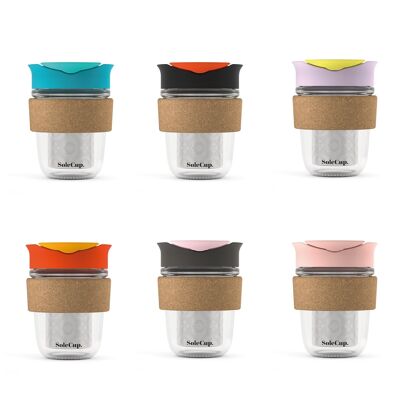 SoleCup - Taza de viaje para té suelto de 12 onzas con banda de corcho, paquete de 24 piezas