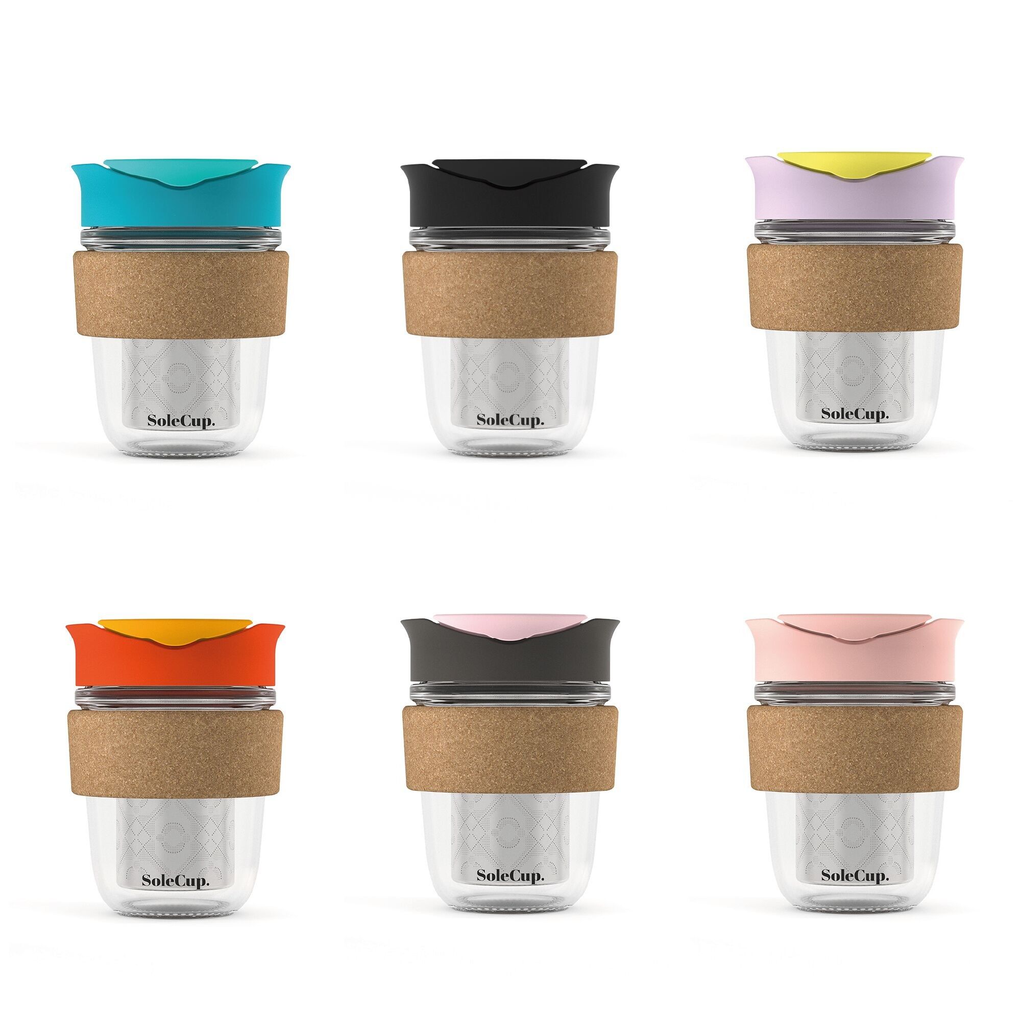 SoleCup 12oz Tazza da viaggio per tè sfuso con fascia in sughero Confezione da 24 pezzi