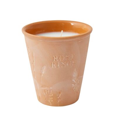 Rosy Rings Garden Pot Candle Apricot Rose