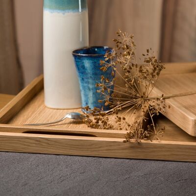 Small natural solid oak serving tray