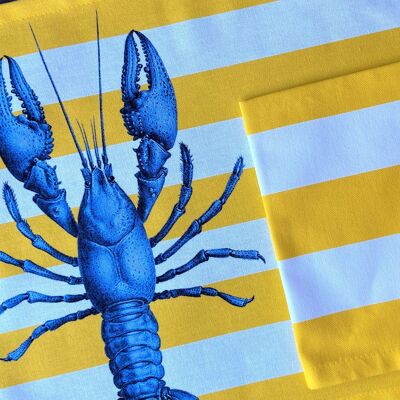 Individual resin-coated set + yellow striped lobster napkin