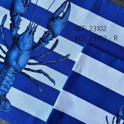 Blue striped lobster placemat and napkin set