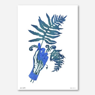 Fern and blue hand
