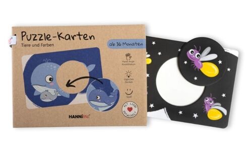 Puzzle-Karten für Kleinkinder ab 16 Monaten | Tiere & Farben | mit Steckspiel