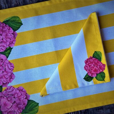 Yellow Hydrangea placemat and napkin set