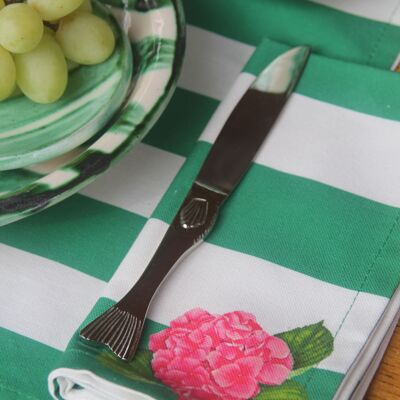 Serviette hortensia à rayures vertes