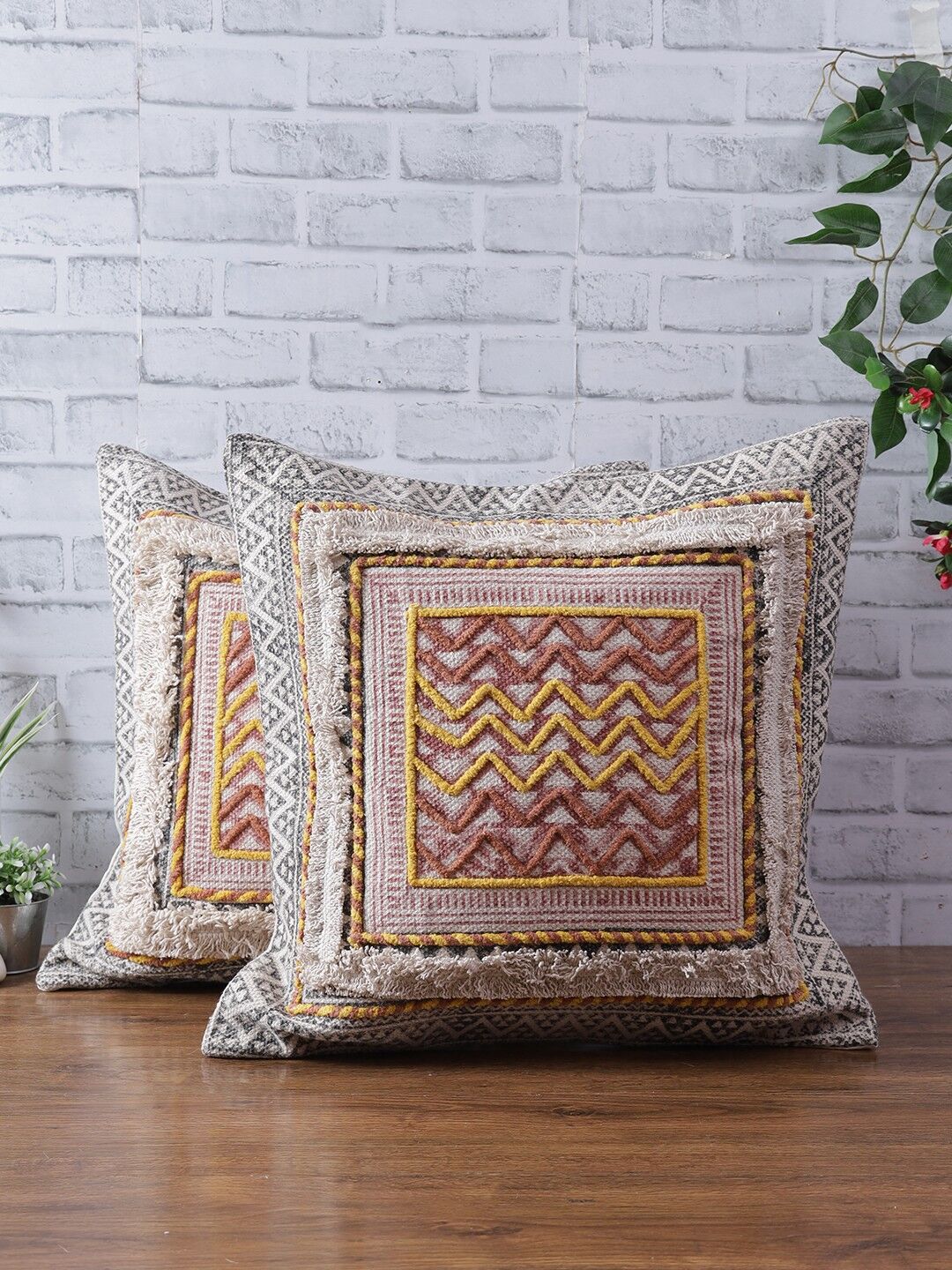 Fodera per cuscino in cotone stampato a blocchi a mano