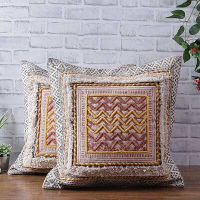 Housse de coussin en coton imprimé Hand Block