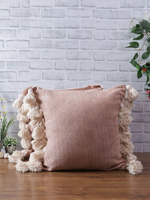 Chenille Cushion Cover With Tassels