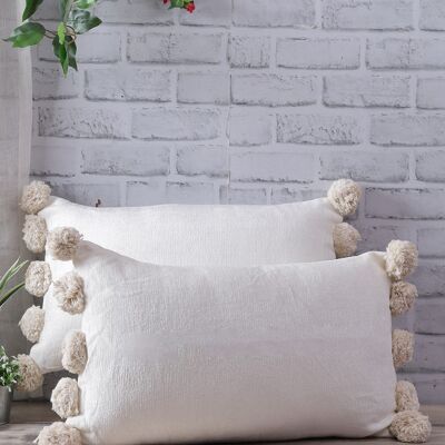 Housse de coussin pompon chenille