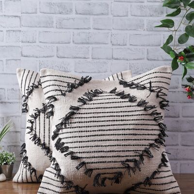 Black & Natural Handwoven Cushion Cover