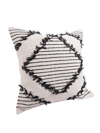 Housse de coussin tissée à la main noire et naturelle 4