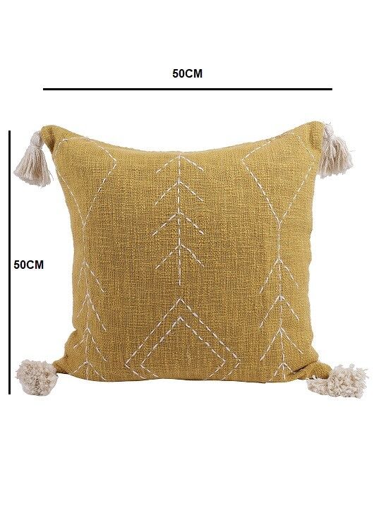 Ocker Kantha handgenähter Kissenbezug