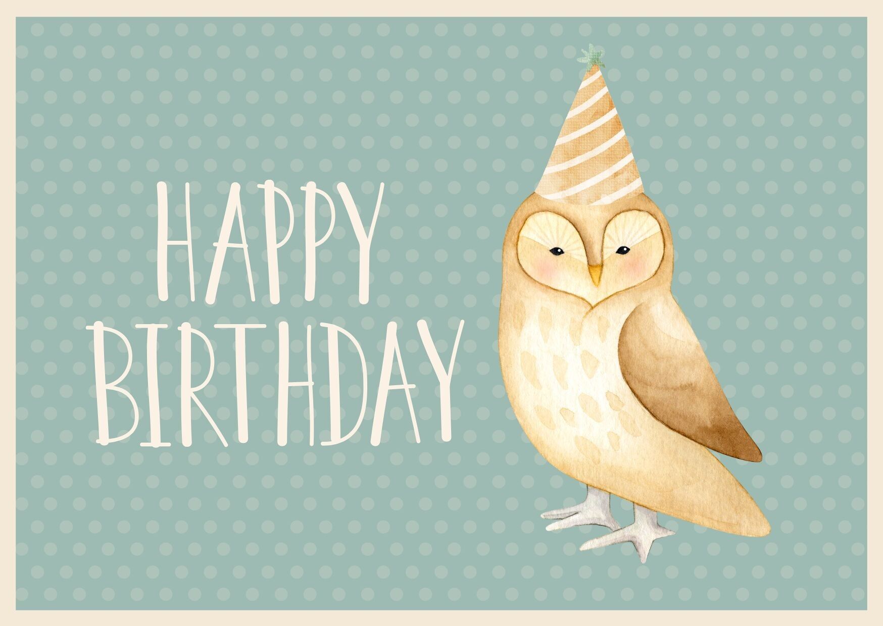 Biglietto d'auguri Buon Compleanno!Gufo con cappello da festa