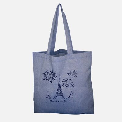 Bolso tote azul Jean Décor "Paris est une Fête" (juego de 4)