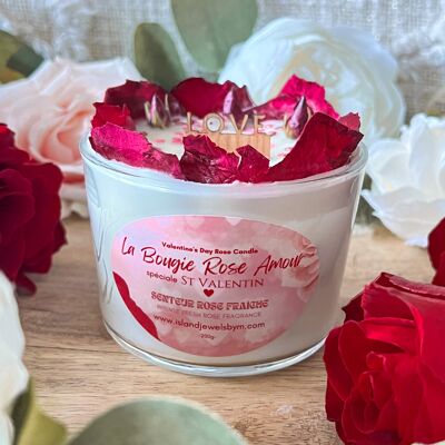 Rose Amour candle, fresh rose scent