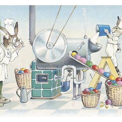 Easter egg factory postcard