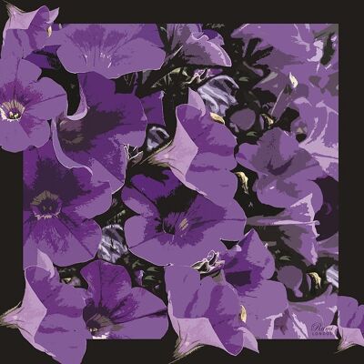 Plush Purple Floral Silk Scarf
