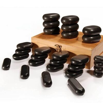 Box of 28 small stones for massage
