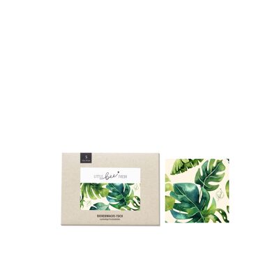 Organic beeswax cloth “S” (15 x 15 cm) - Jungle green