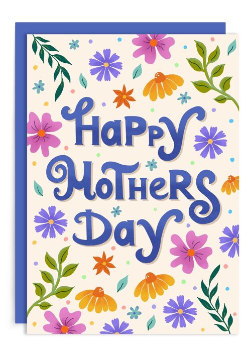 Happy Mother's Day Card | Hand Lettered Card | Flowers Card