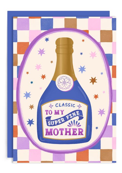 Super Fine Mother | Mother's Day Card | Checkered Pattern