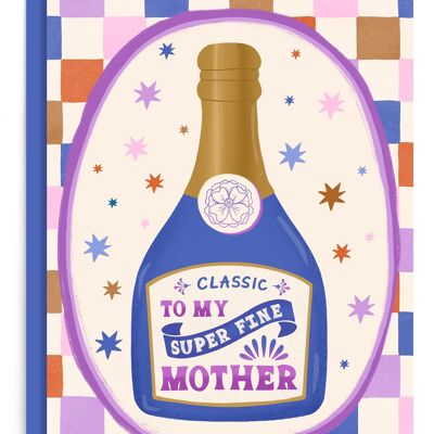 Super belle mère | Carte de fête des mères | Motif à carreaux