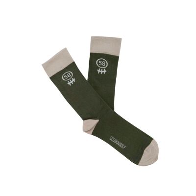 Flow 58 Women sock in green and elastic, gray heel and toe in organic fabric