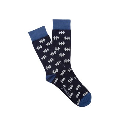 Full jacquaard sock model Scar Women in Navy color and organic fabric