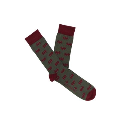 Full jacquard sock design Scar Women Green in organic fabric.