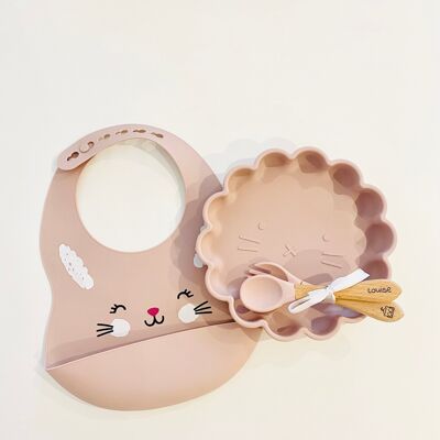 Set de repas + couvert + bavoir - Assiette bébé/enfant