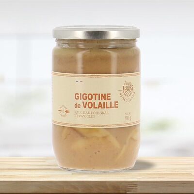 Geflügelkeule mit Gänselebersauce und Ravioli, 600g